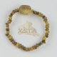 Amber bracelet 18cm with green olive beads